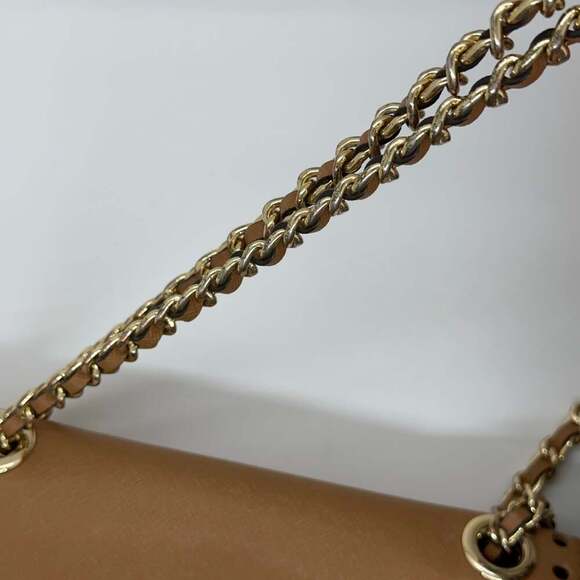 Michael Kors Vivian Tan Leather & Rattan Crossbody Purse - Picture 14 of 15